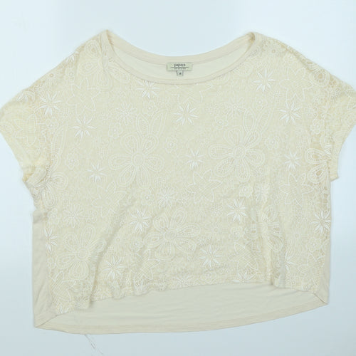 Papaya Womens Ivory   Cropped T-Shirt Size 14