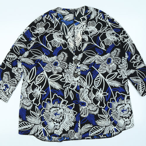 Papaya Womens Black Floral  Basic Blouse Size 14
