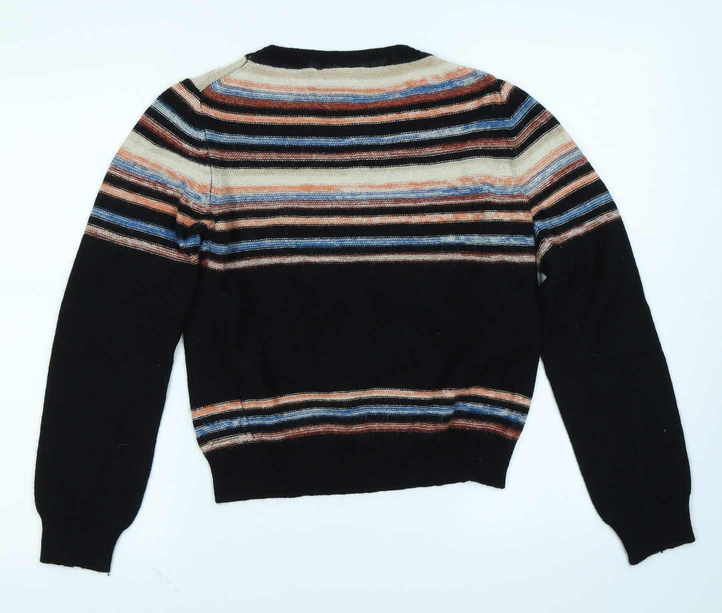 Warehouse Womens Black Striped Knit Pullover Jumper Size 14