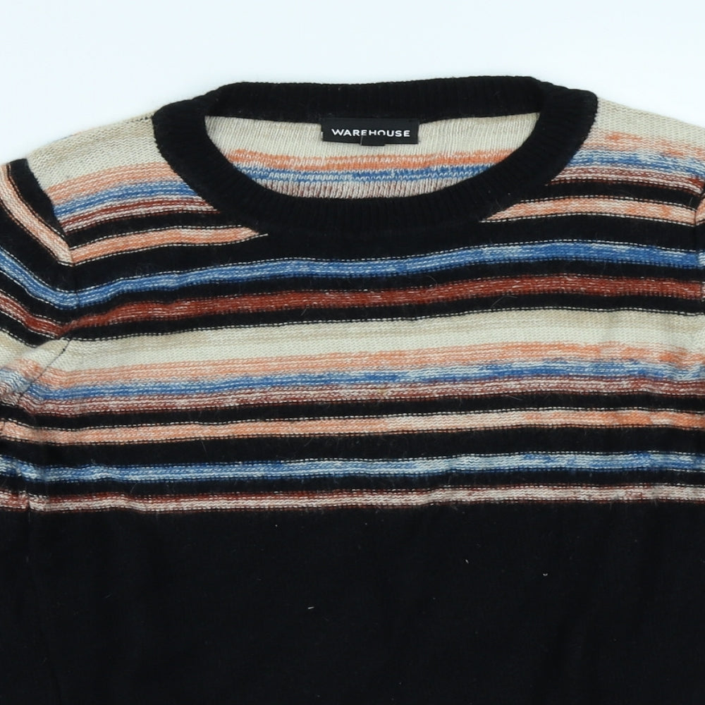 Warehouse Womens Black Striped Knit Pullover Jumper Size 14