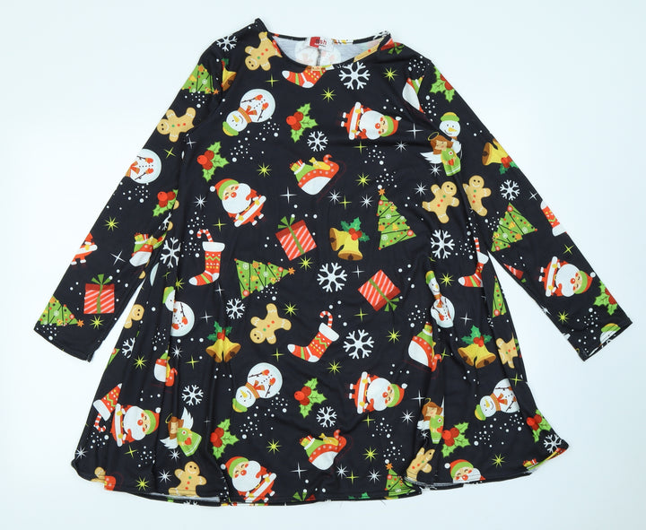 Ash Collection Womens Black Polka Dot Fit & Flare Size M - Christmas dress