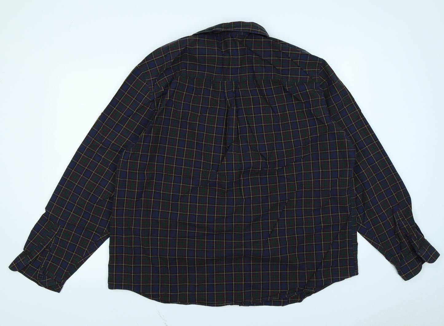 TU Mens Blue Plaid   Button-Up Size 2XL