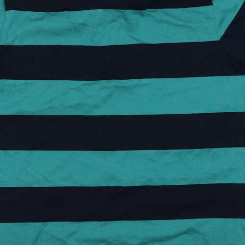 M&S  Mens Blue Striped   Polo Size XL
