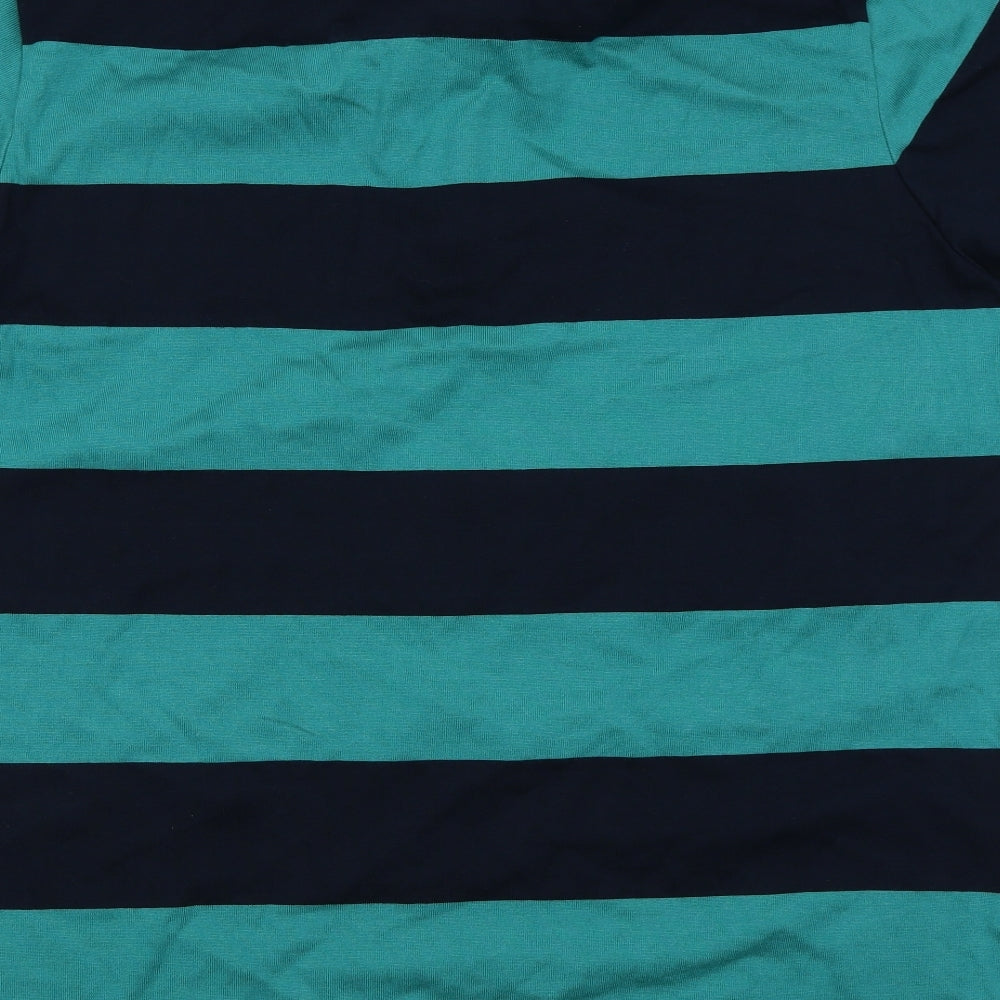M&S  Mens Blue Striped   Polo Size XL