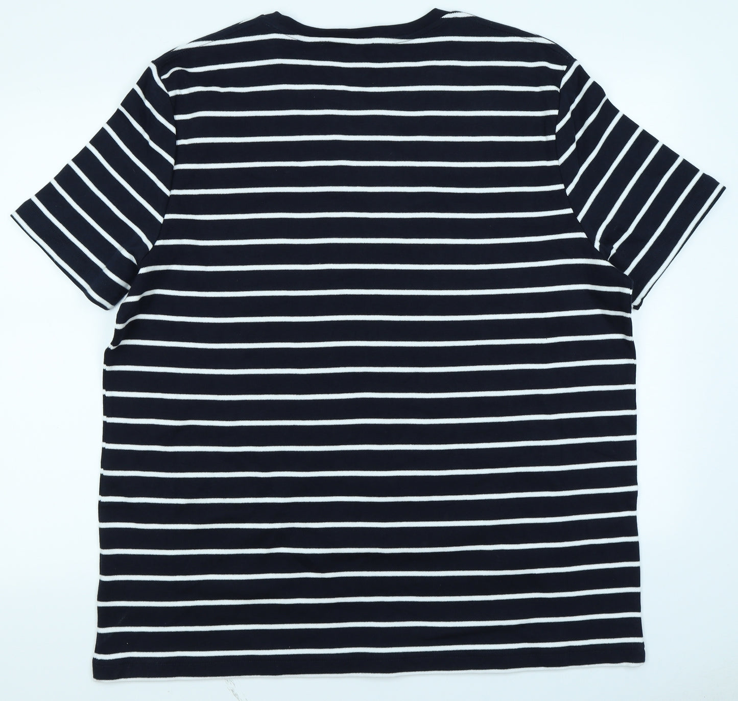 M&S Mens Blue Striped   T-Shirt Size 2XL