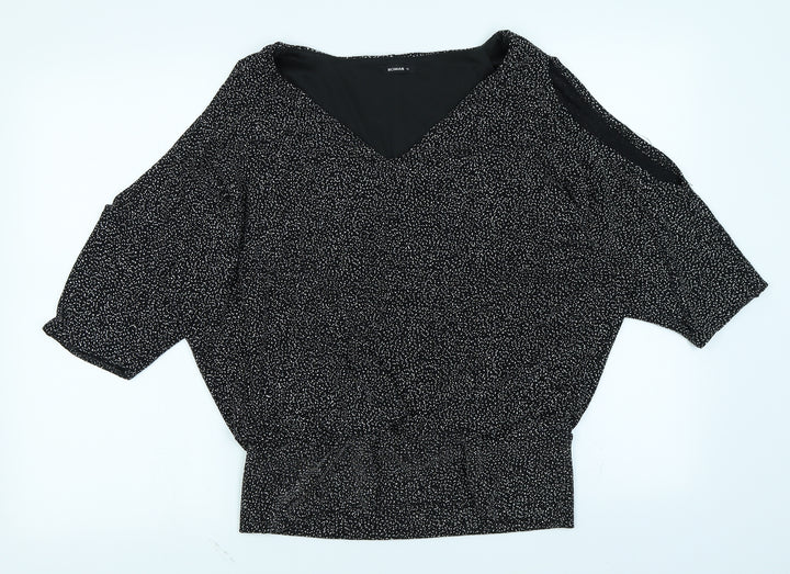 Roman Womens Black Basic T-Shirt Size 12