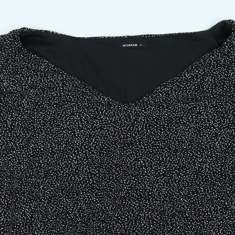 Roman Womens Black   Basic T-Shirt Size 12