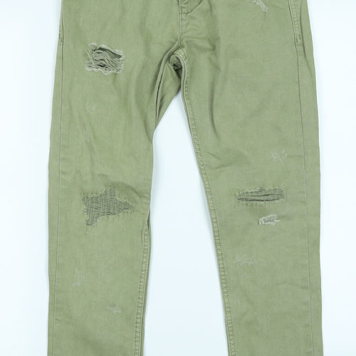 NEXT Boys Green  Denim Skinny Jeans Size 12 Years - Distressed