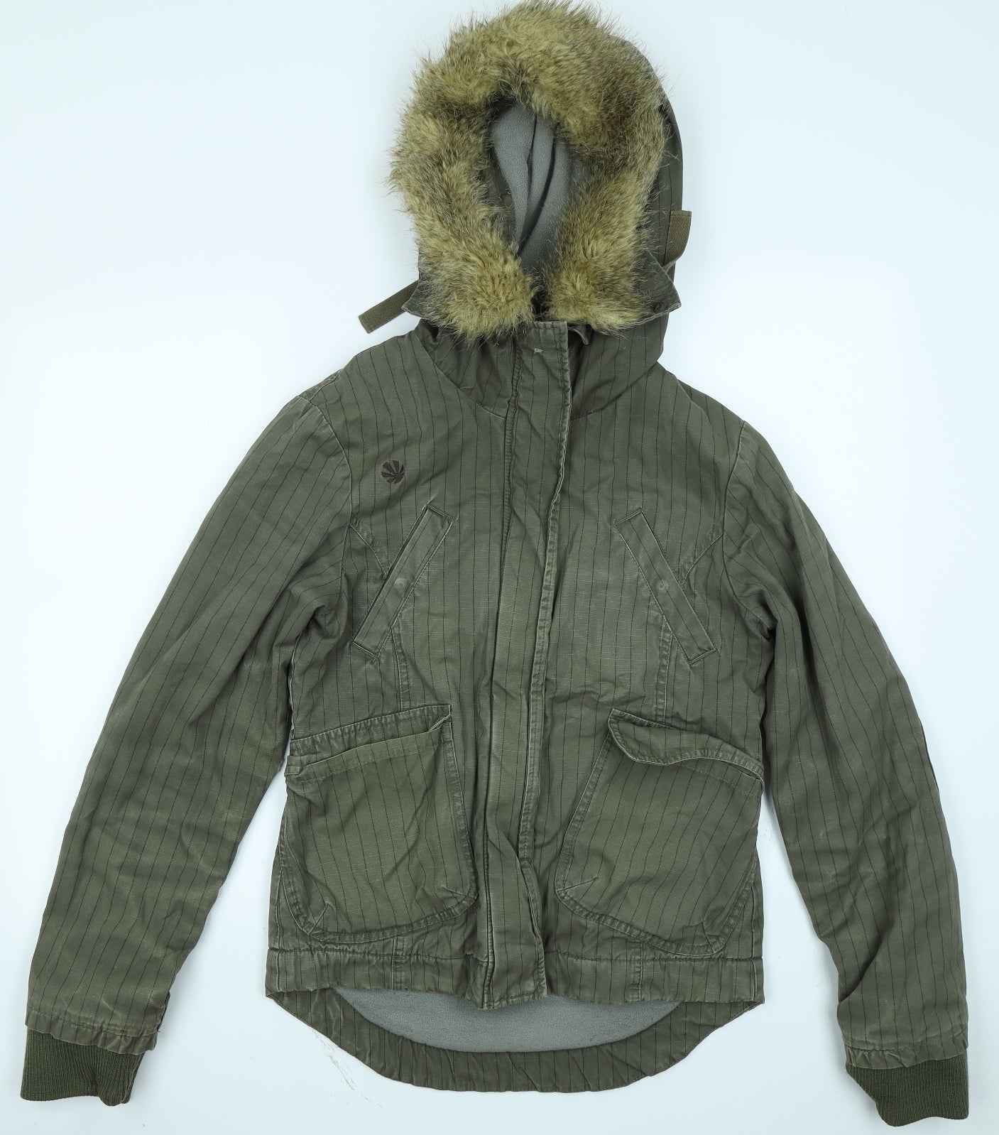 Bench Mens Green Striped  Parka Coat Size M