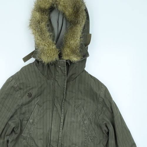 Bench Mens Green Striped  Parka Coat Size M