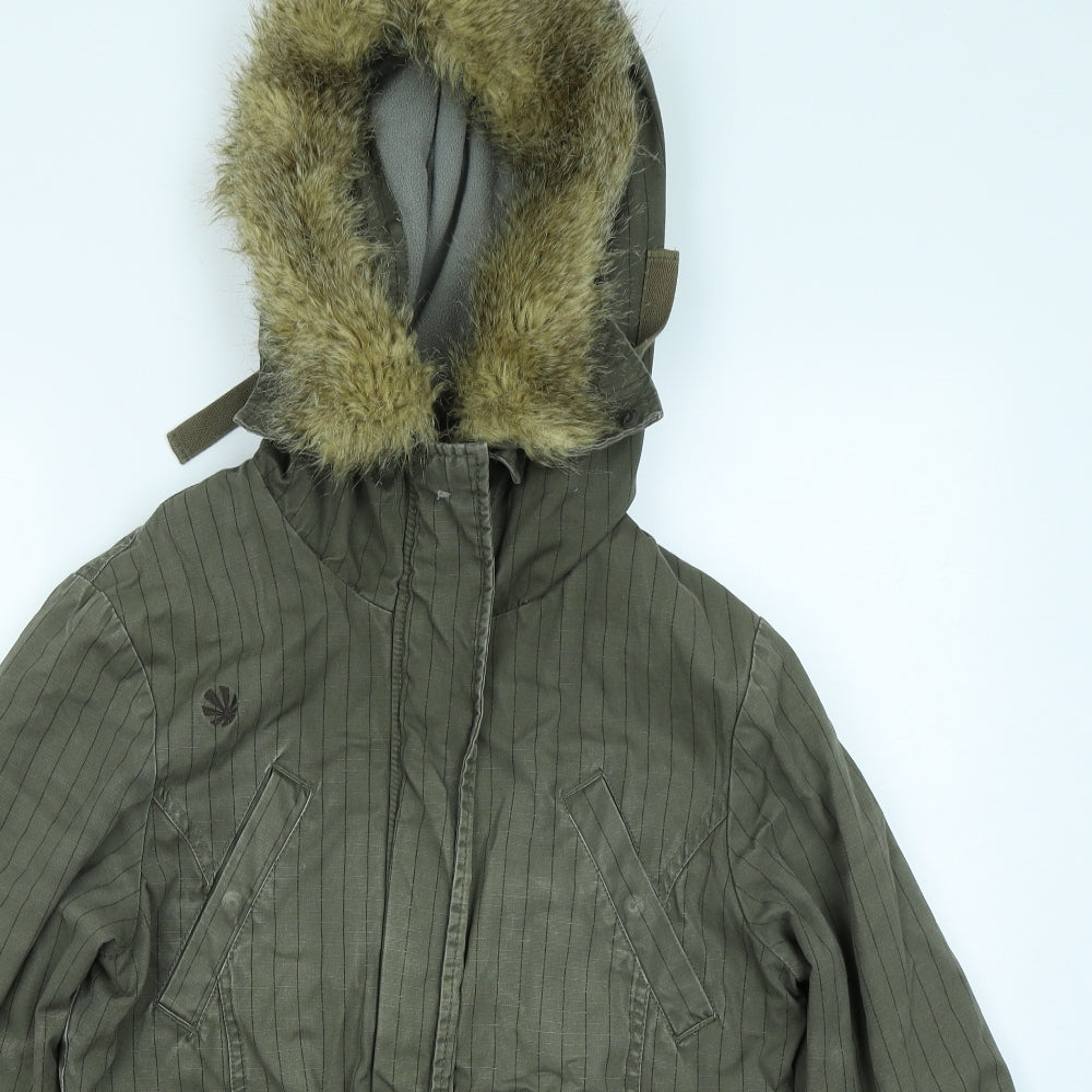 Bench Mens Green Striped  Parka Coat Size M