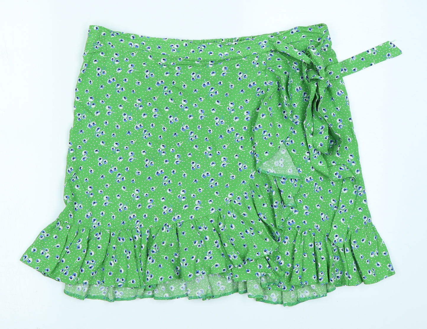 New Look Womens Green Floral  Wrap Skirt Size 14