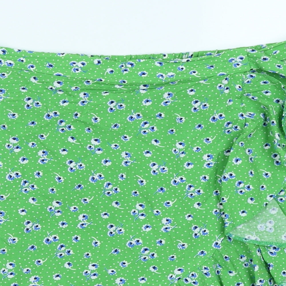 New Look Womens Green Floral  Wrap Skirt Size 14