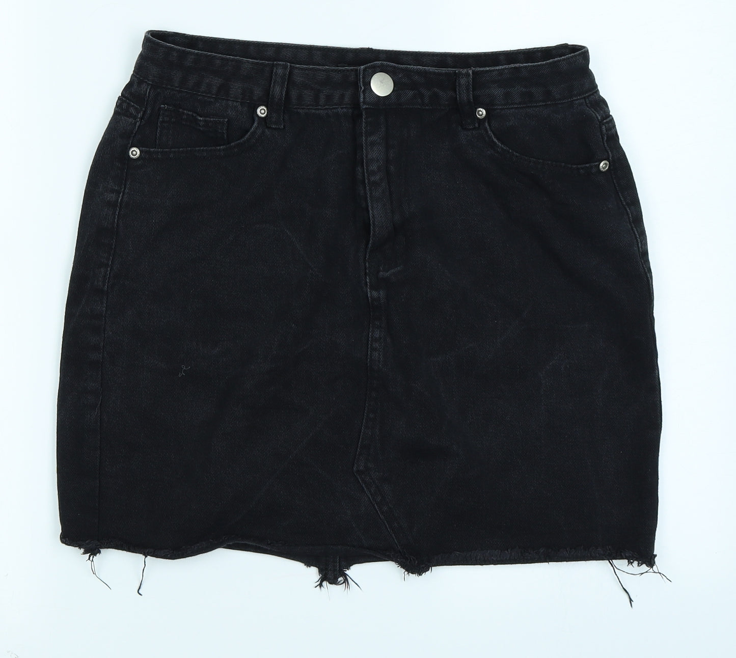 Boohoo Womens Black  Denim A-Line Skirt Size 12