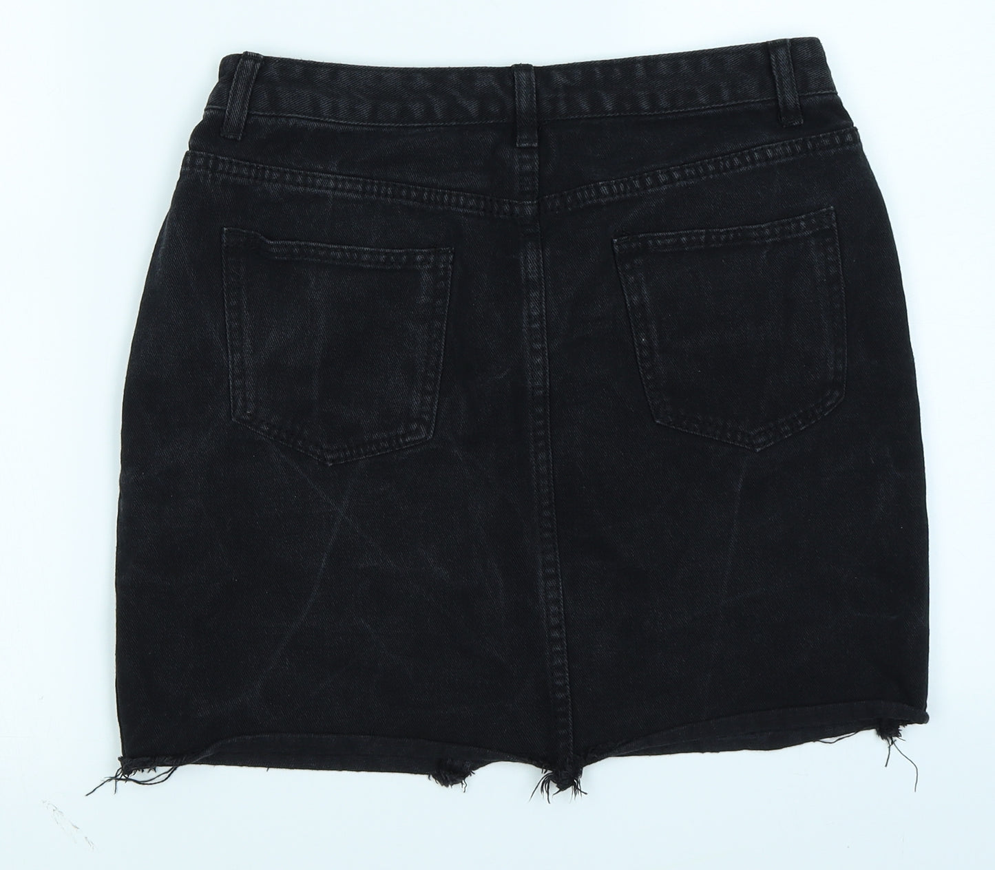 Boohoo Womens Black  Denim A-Line Skirt Size 12