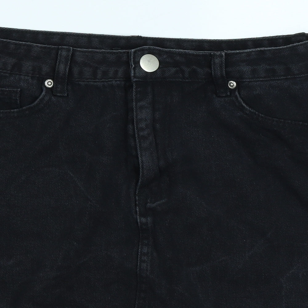 Boohoo Womens Black  Denim A-Line Skirt Size 12