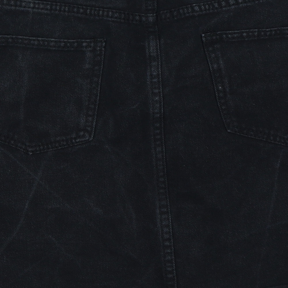 Boohoo Womens Black  Denim A-Line Skirt Size 12
