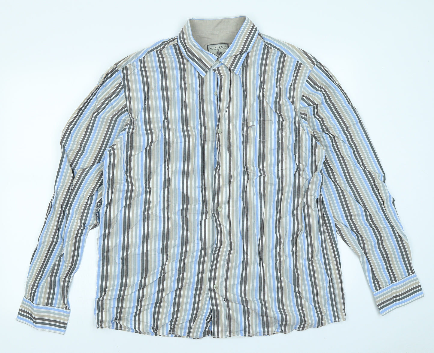 Wolsey Mens Blue Striped   Button-Up Size XL