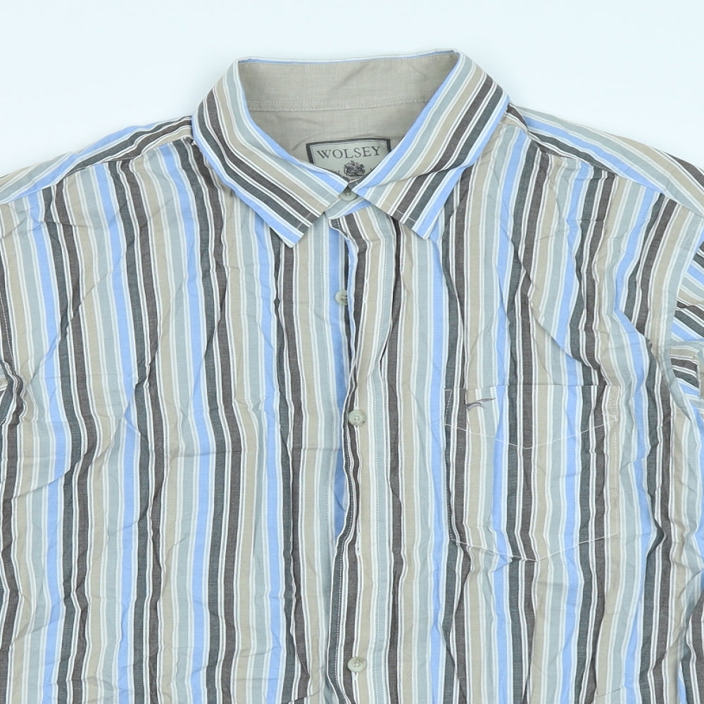Wolsey Mens Blue Striped   Button-Up Size XL
