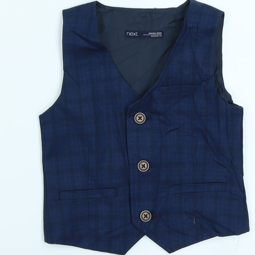 NEXT Boys Blue Check  Trouser Suit Suit Waistcoat Size 12-18 Months