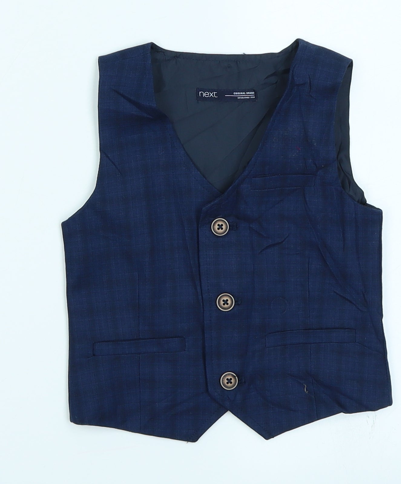 NEXT Boys Blue Check  Trouser Suit Suit Waistcoat Size 12-18 Months
