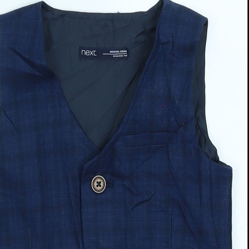 NEXT Boys Blue Check  Trouser Suit Suit Waistcoat Size 12-18 Months