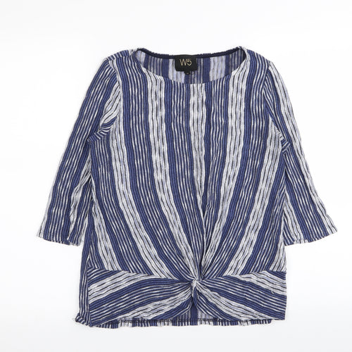 W5 Womens Blue Striped  Basic T-Shirt Size M