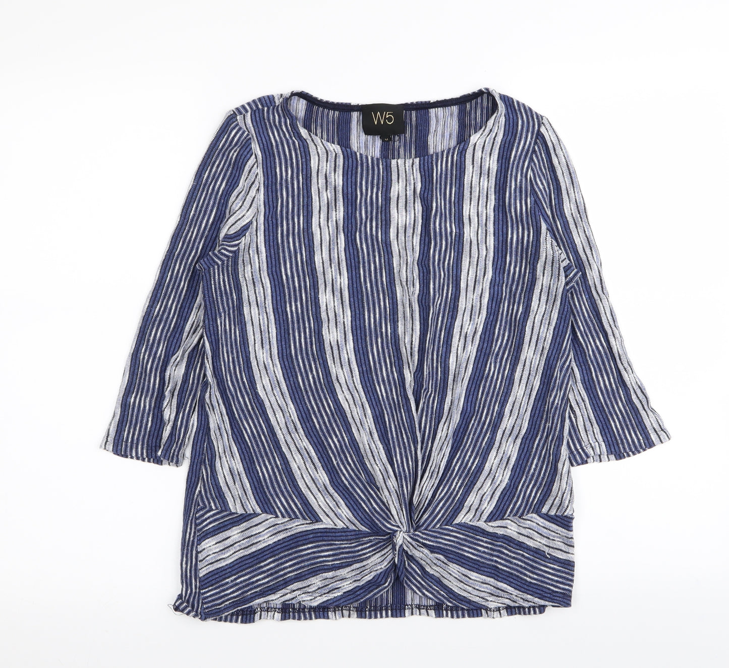 W5 Womens Blue Striped  Basic T-Shirt Size M