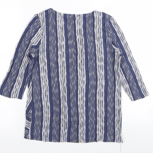 W5 Womens Blue Striped  Basic T-Shirt Size M
