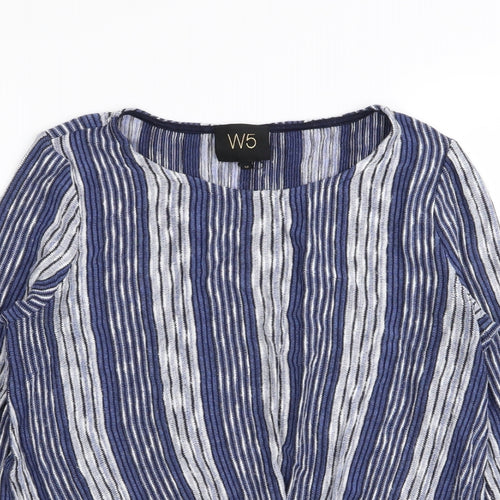 W5 Womens Blue Striped  Basic T-Shirt Size M