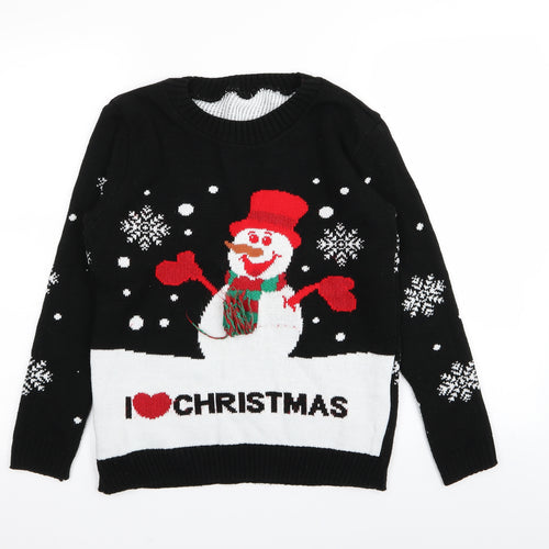 Preworn Boys Black   Pullover Jumper Size 11-12 Years  - christmas
