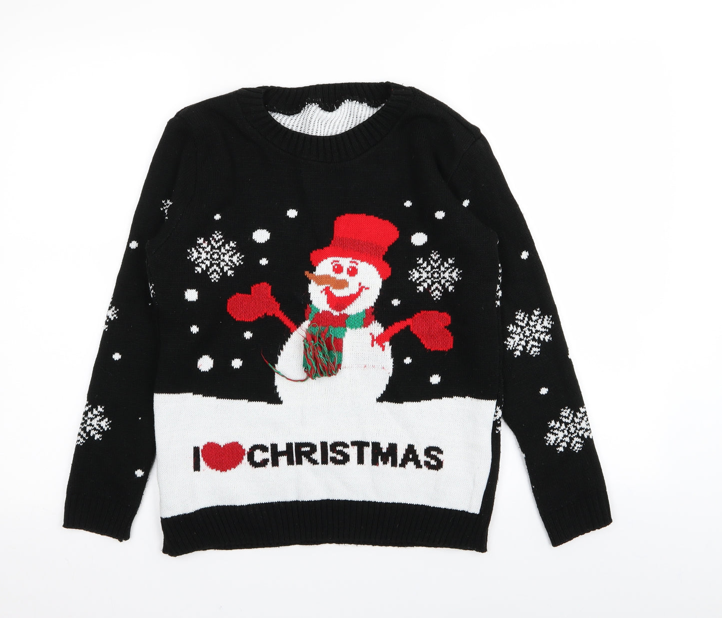 Preworn Boys Black   Pullover Jumper Size 11-12 Years  - christmas