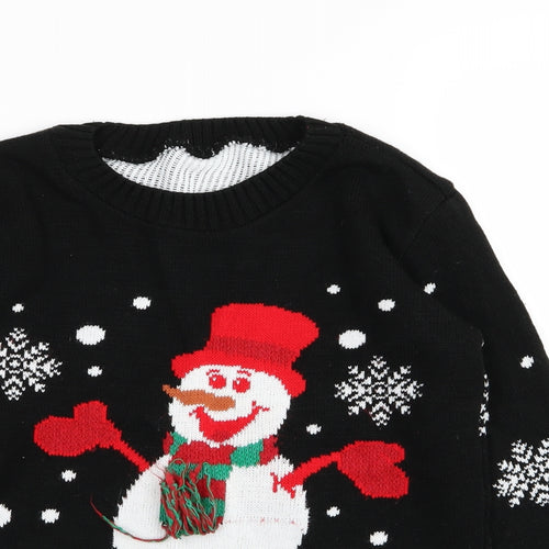 Preworn Boys Black   Pullover Jumper Size 11-12 Years  - christmas