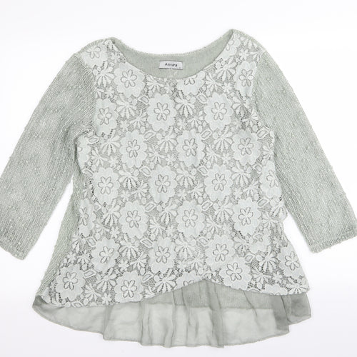 alexara Womens Green Floral  Basic T-Shirt Size M