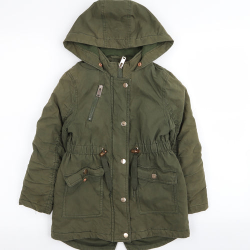 M&S Girls Green   Parka Coat Size 5-6 Years