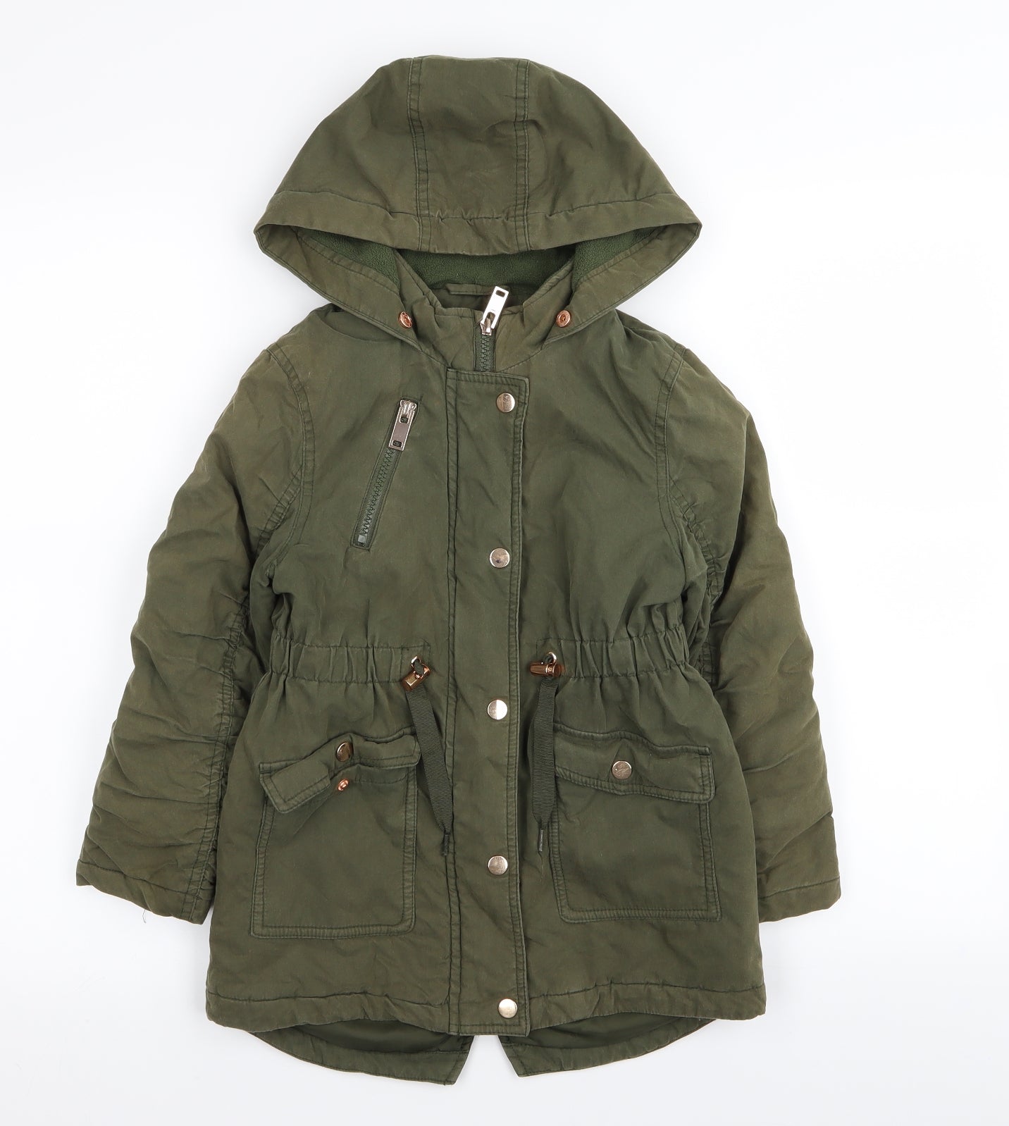 M&S Girls Green   Parka Coat Size 5-6 Years