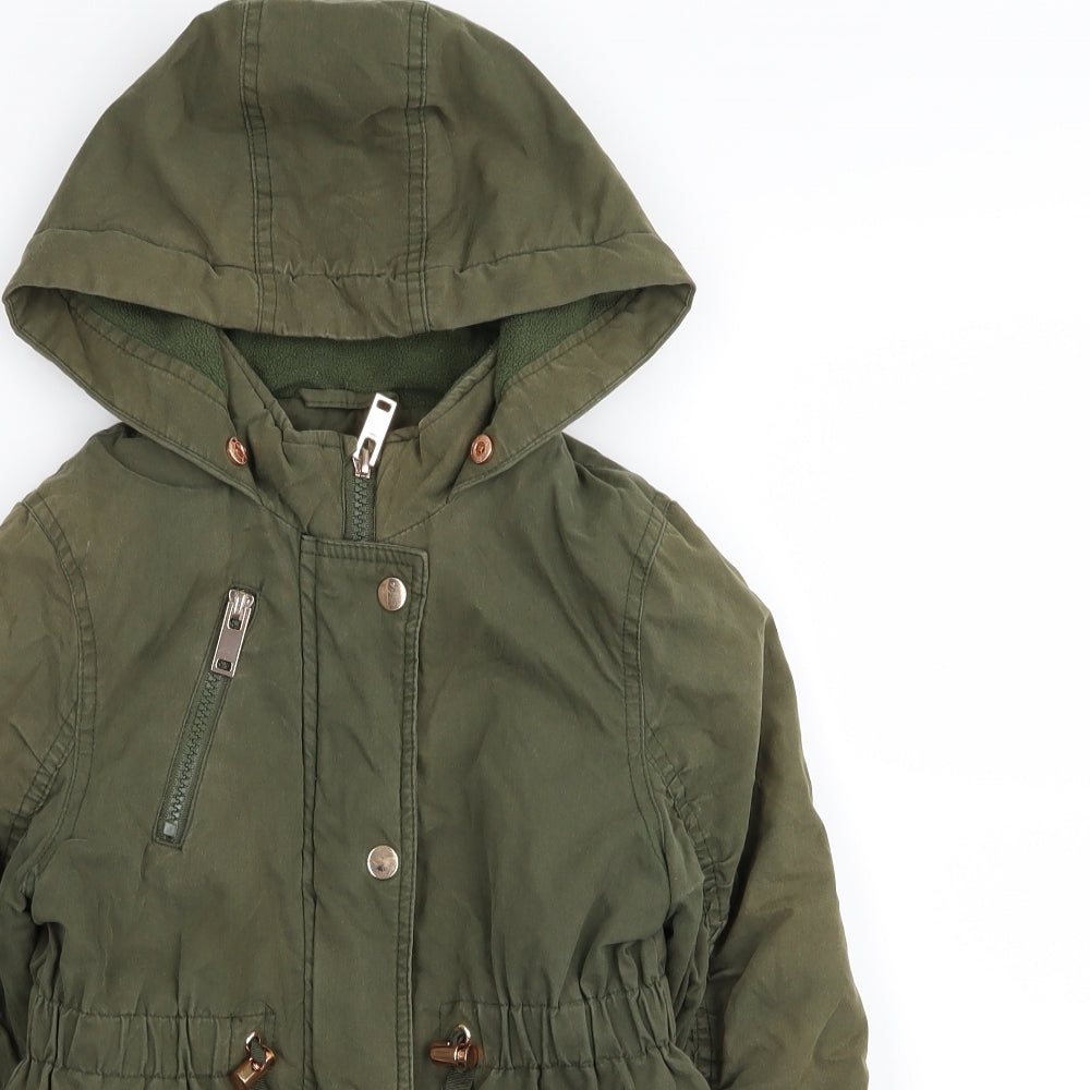 M&S Girls Green   Parka Coat Size 5-6 Years