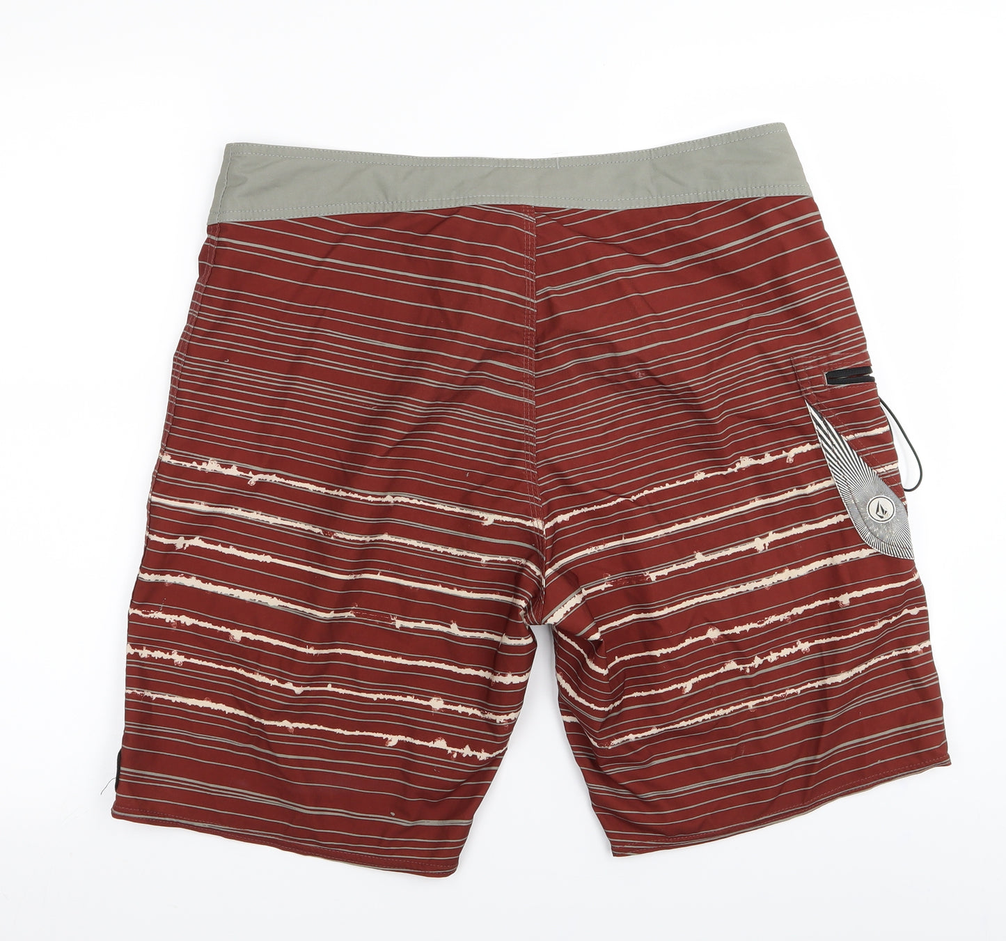 Volcom Mens Brown Striped  Sweat Shorts Size 36 in - Swim shorts