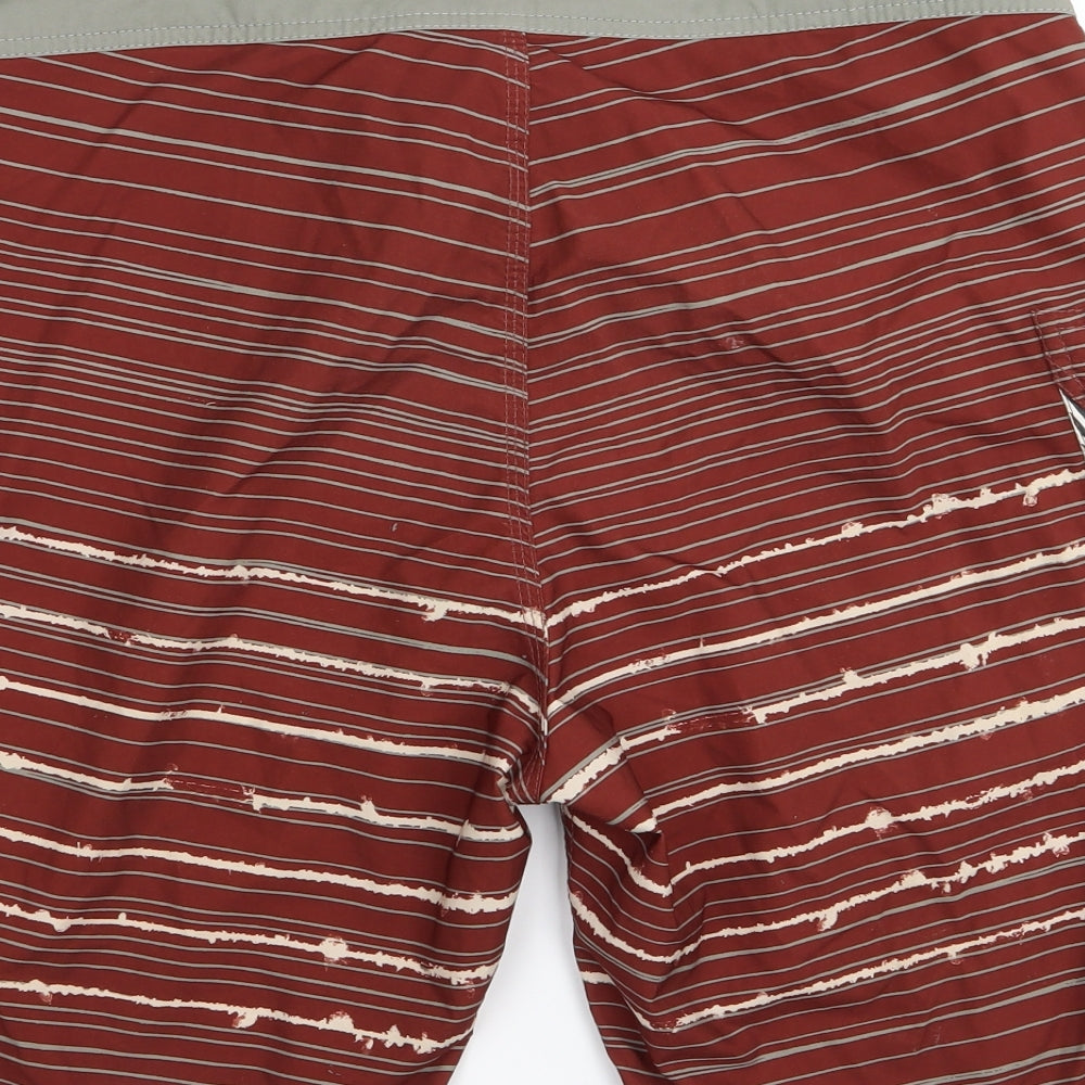 Volcom Mens Brown Striped  Sweat Shorts Size 36 in - Swim shorts
