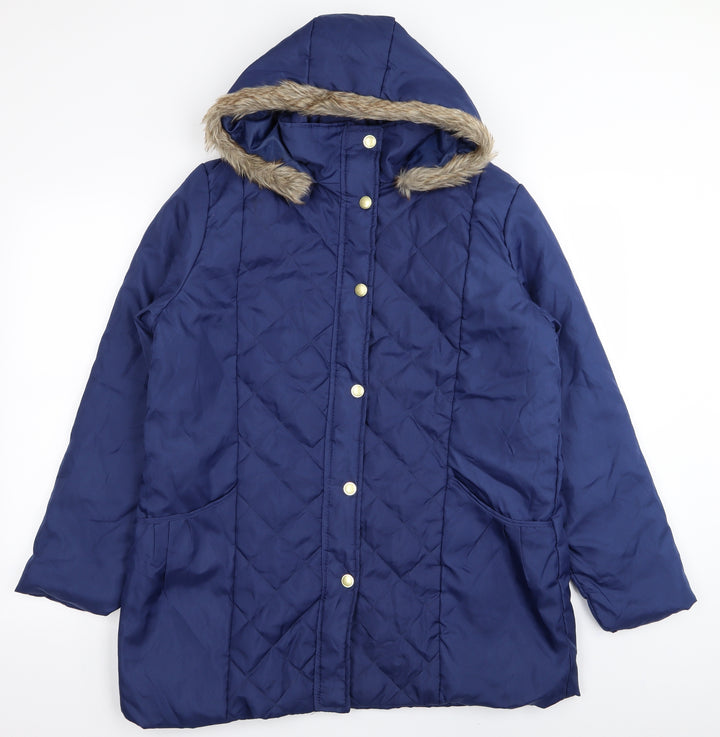 Anne De Lancay Womens Blue   Parka Coat Size M