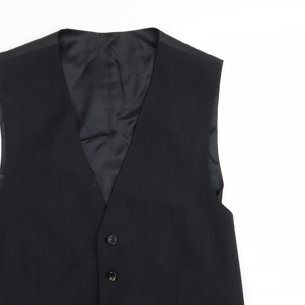 Preworn Mens Black   Jacket Suit Waistcoat Size 36
