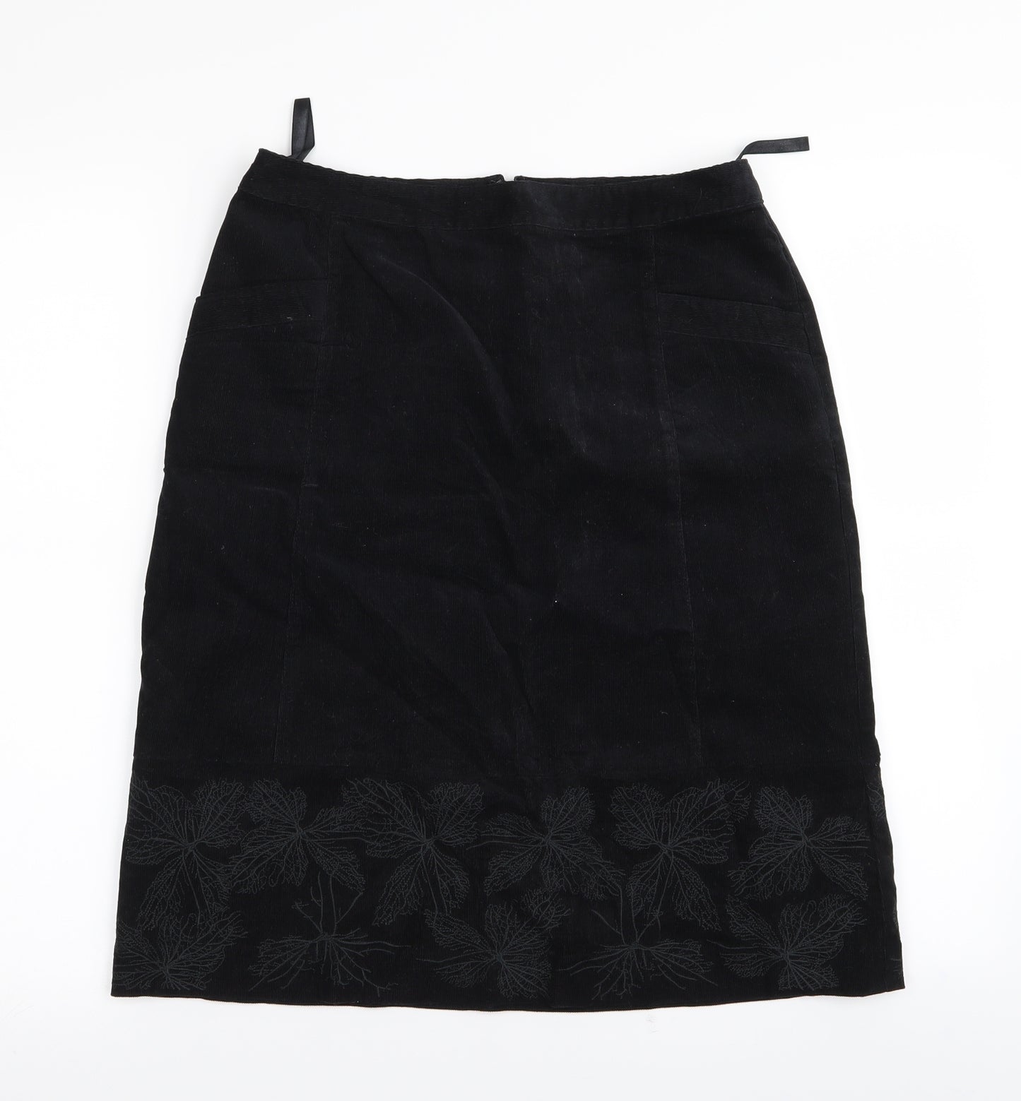 Laura Ashley Womens Black Floral  A-Line Skirt Size 10
