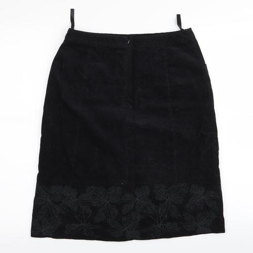 Laura Ashley Womens Black Floral  A-Line Skirt Size 10