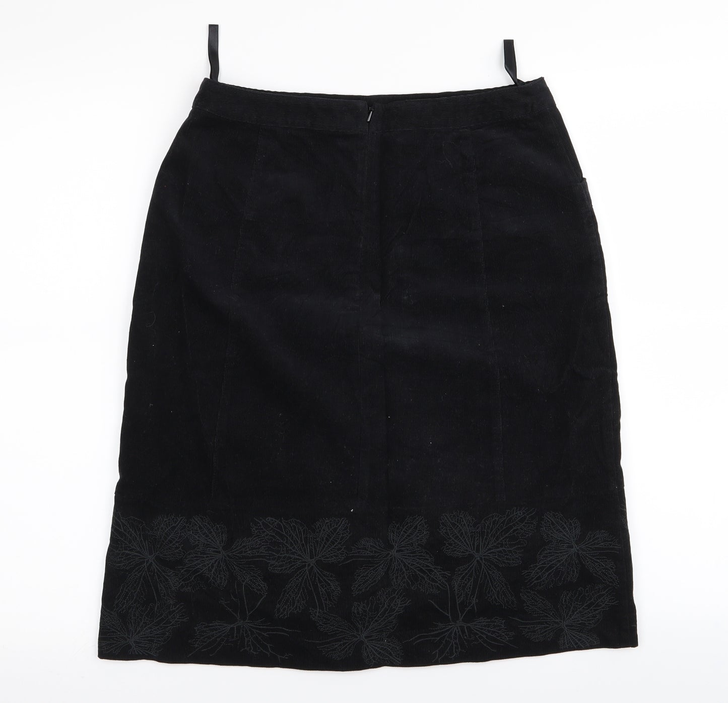Laura Ashley Womens Black Floral  A-Line Skirt Size 10