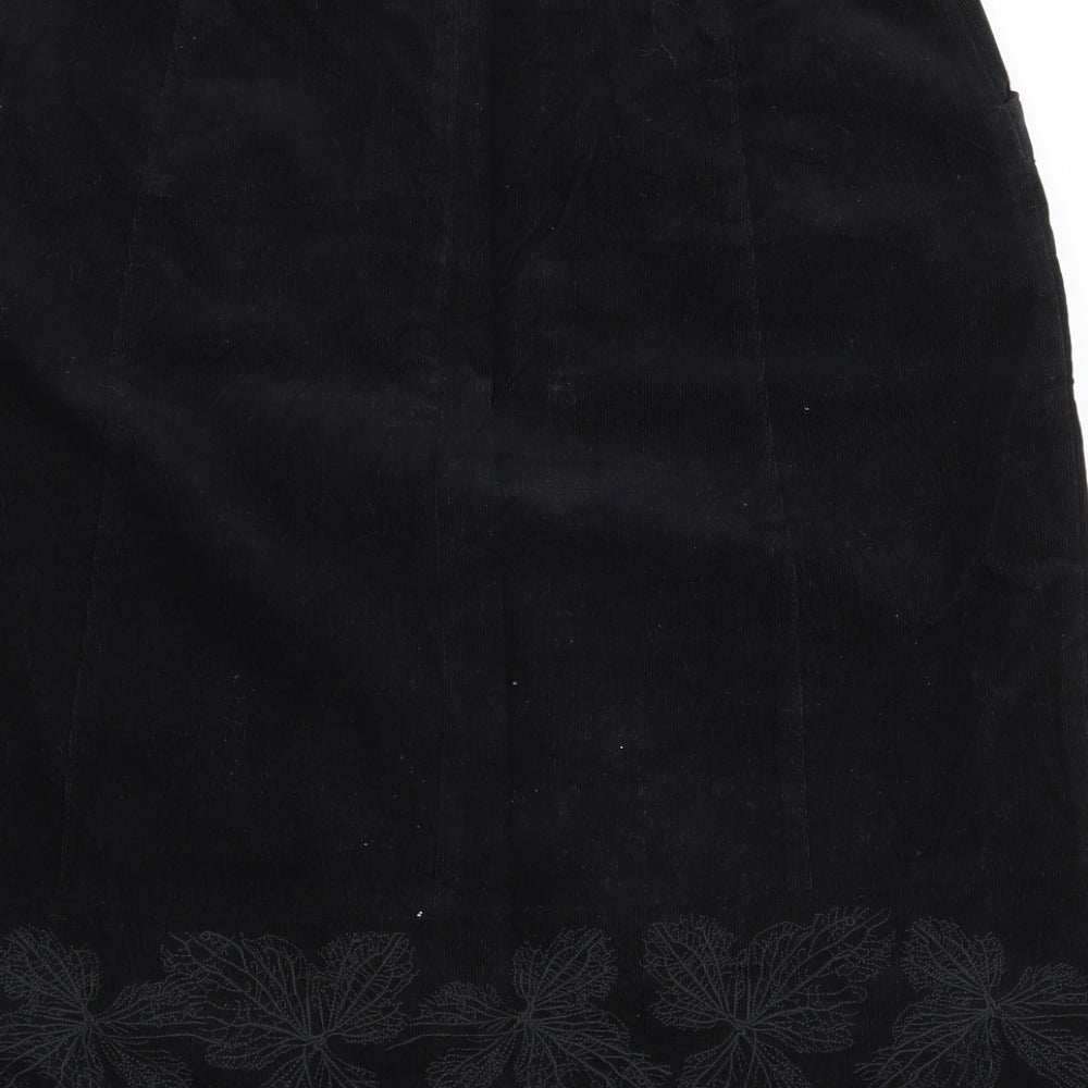 Laura Ashley Womens Black Floral  A-Line Skirt Size 10