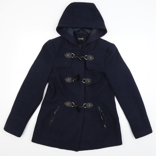 George Womens Blue   Overcoat Coat Size 10