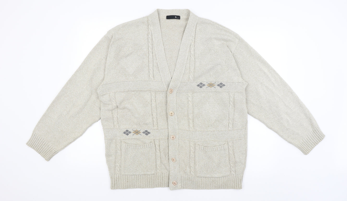 BHS Mens Beige   Cardigan Jumper Size XL