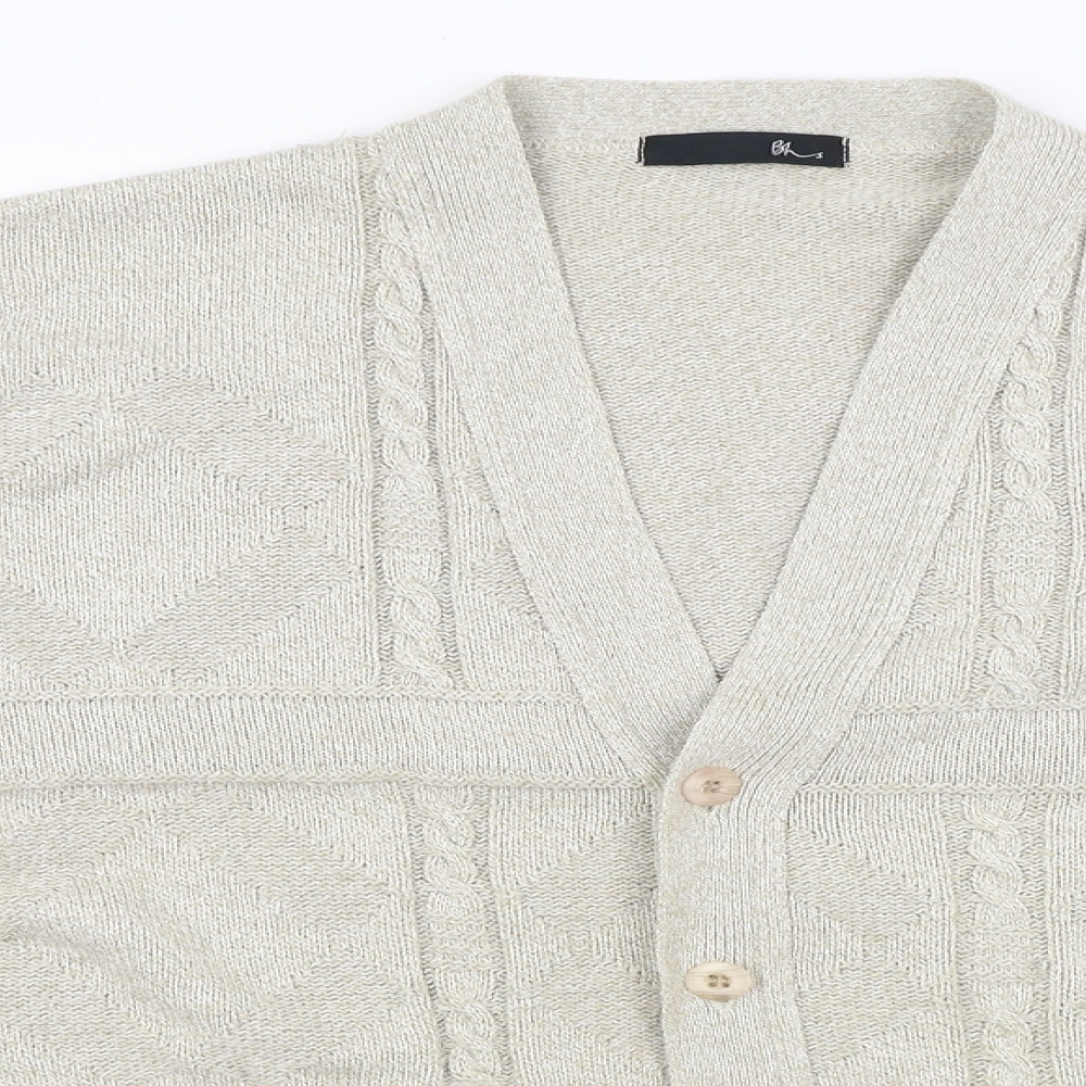 BHS Mens Beige   Cardigan Jumper Size XL