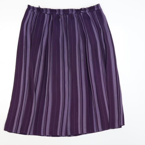 Preworn Womens Purple Striped  Pleated Skirt Size L