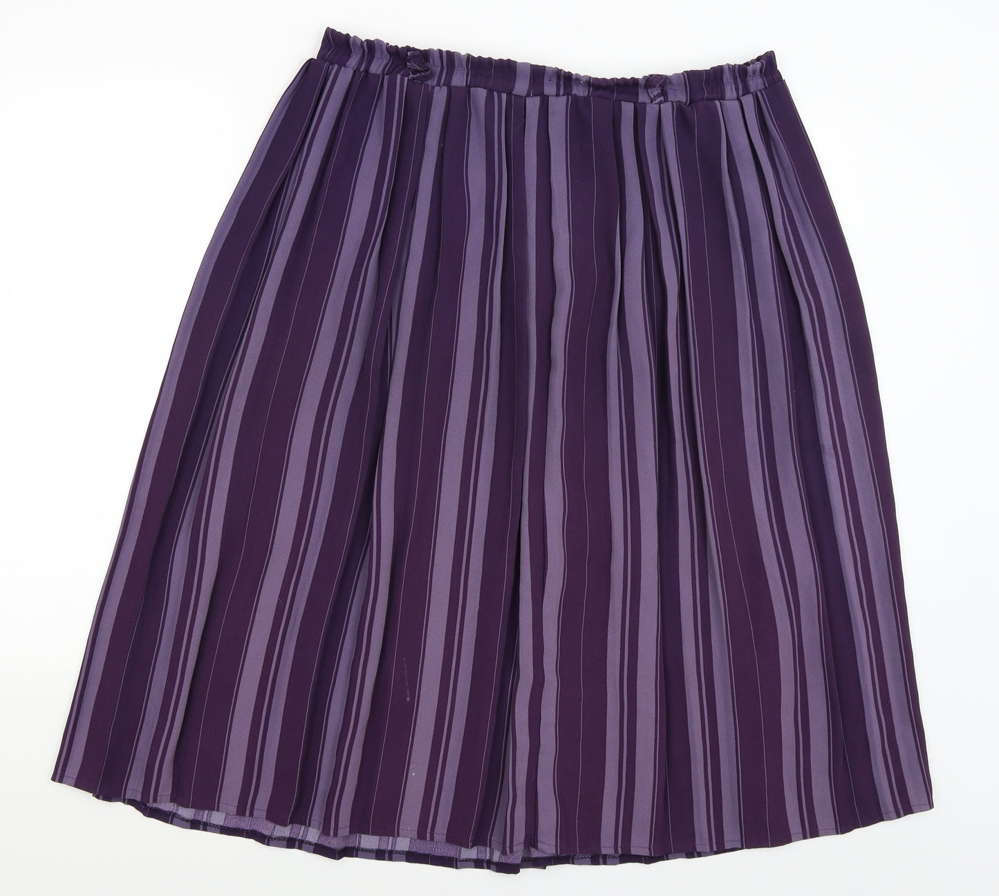 Preworn Womens Purple Striped  Pleated Skirt Size L